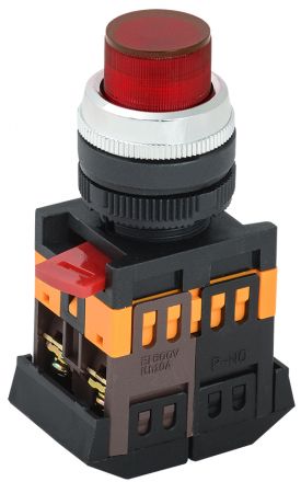 Кнопка красная ABLFP-22 1з+1р с подсветкой неон 240В