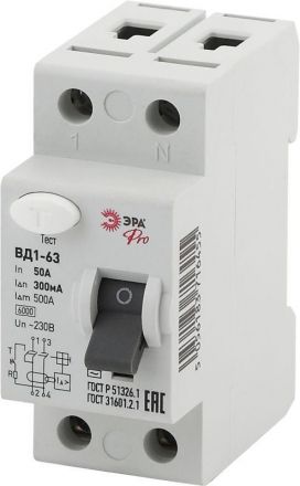 УЗО ВД1-63 Электромеханическое 1P+N 50А 300mA     NO-902-70 ЭРА Pro